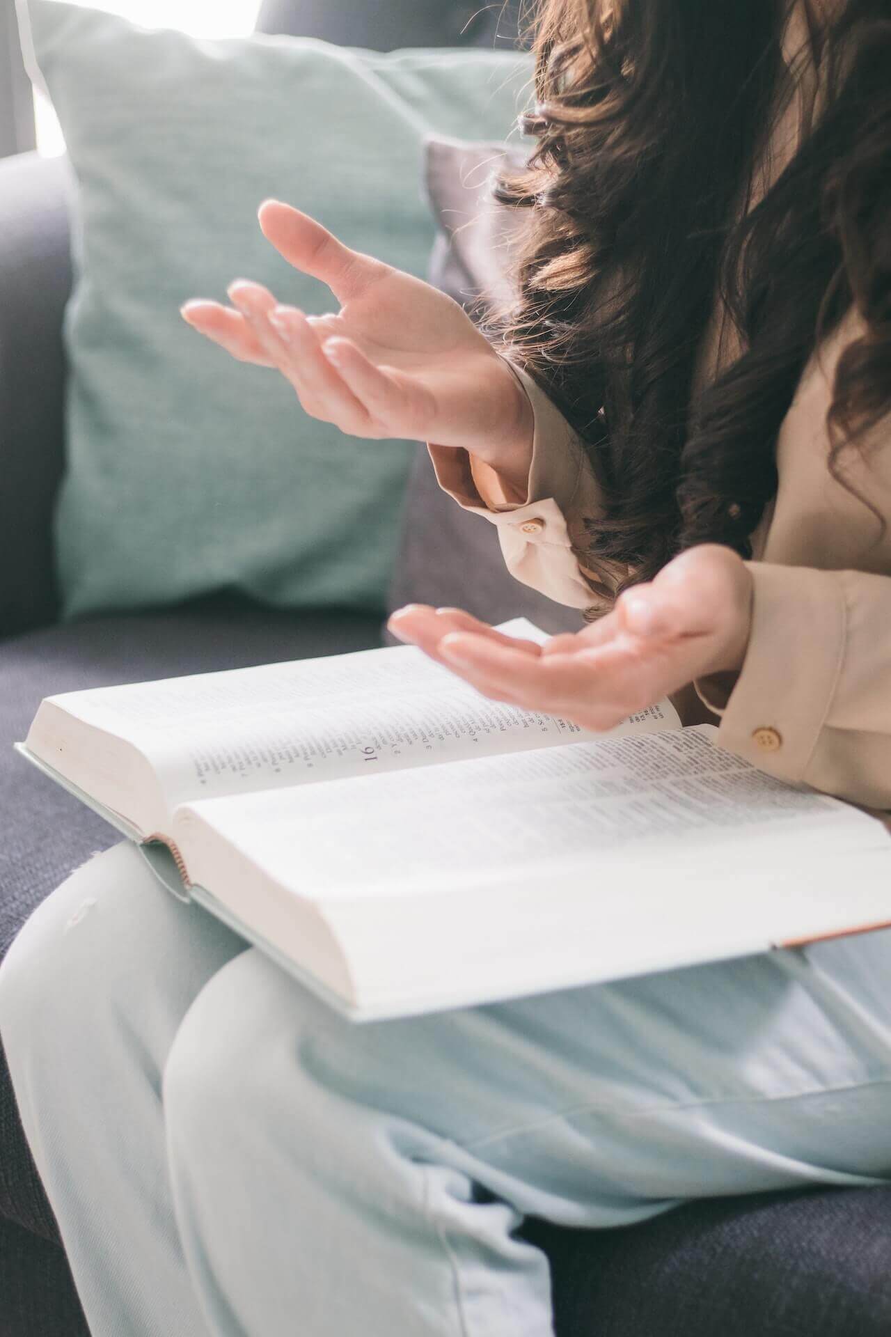 woman holding a bible